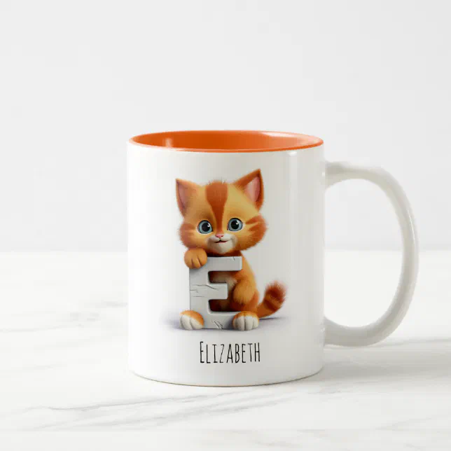 Letter E Cat Alphabet Monogram Coffee Mug