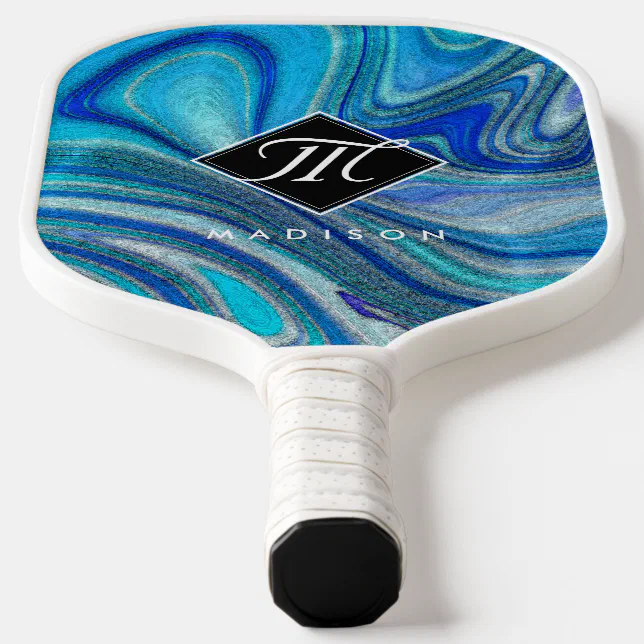 Elegant Aquamarine Paua Rainbow Shell Inspired Pickleball Paddle