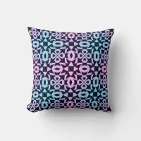 Geometric Love Heart Pattern Pink And Blue Throw Pillow
