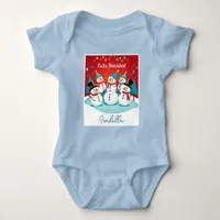 Snowman Personalized Name Spanish Feliz Navidad Baby Bodysuit