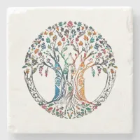 Tree of Life Vivid colored  Stone Coaster