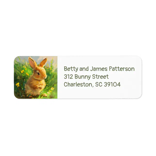 Bunny and Wildflowers Spring Cute Return Address Label