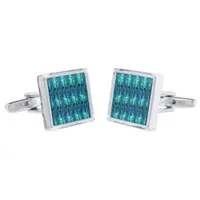 Modern abstract pattern in emerald and blue tones cufflinks