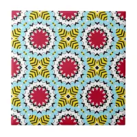 Colorful Arabesque Kaleidoscopic Geometric Pattern Ceramic Tile