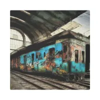 Abandoned Train with Graffiti Urban Street Art