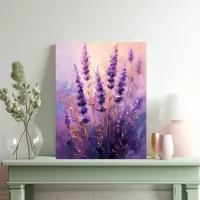 Lavender Flowers Oil-Painting Portrait Canvas Print