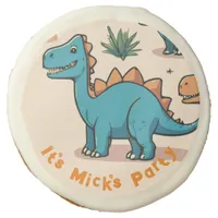 Custom Dino-Themed , Whimsical Blue Dinosaur Sugar Cookie