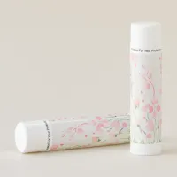 Soft Delicate Pink and Green Watercolor Flowers Lip Balm