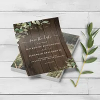 PAPER Rustic Wood Eucalyptus Photo Save the Date