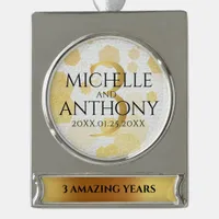 Elegant 3rd Leather Wedding Anniversary Silver Plated Banner Ornament