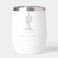 Desert Vibes Wedding Cactus Motif ID1019 Thermal Wine Tumbler
