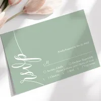 Dusty Mint Elegant Calligraphy Wedding RSVP Card