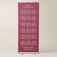 Elegant Burgundy 18 Table Seating Chart Retractable Banner