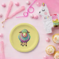 Colorful Sheep Illustration Paper Plates