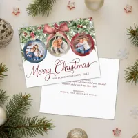 Budget 3 Photo Christmas Ornament Holiday Card