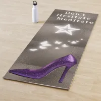 Purple Glitter High Heel Shoe on Gray | Yoga Mat