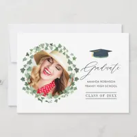 Watercolor Forest Greenery Graduation Announcement