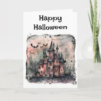 Halloween Creepy Haunted House Greeting Card