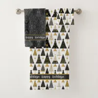 Black Gold Christmas Merry Pattern#25 ID1009 Bath Towel Set