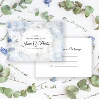 Blue Tint Carnation Floral Share a Memory Funeral  Note Card