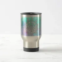 *~* Turquoise and White Mandala Watercolor Travel Mug