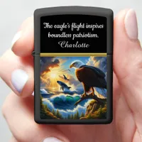 Eagle oversees whale at sunset zippo lighter