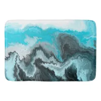 Blue, Black and Gray marble Fluid Art Bath Mat