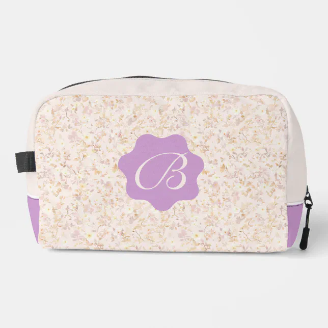 Pastel Beige And Purple Floral  Dopp Kit