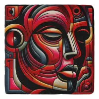 Red & black Abstract Face | Trivet