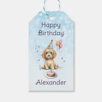 Cute Puppy with Party Hat Birthday Gift Tags