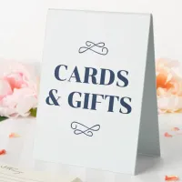 Navy Flourish Cards & Gifts Table Tent Sign