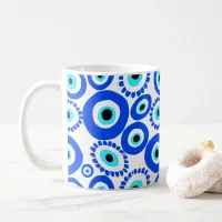 Greek Eye Symbol Blue and White Pattern Coffee Mug