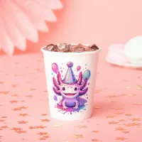 Personalized Anime Axolotl Girl's Birthday Paper Cups