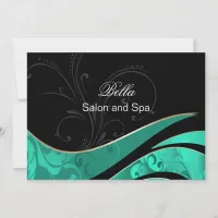 elegant aqua flourish Business Thank You Cards