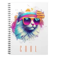 Retro White Cat with Orange Sunglasses Notebook