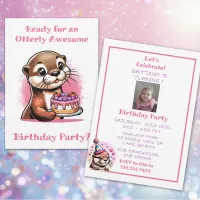 Otter Themed Girl's Birthday Party Invitation