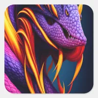 Cobra snake with vibrant orange and purple scales square sticker