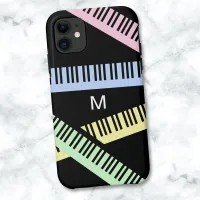 Piano Keyboard Keys Music Lover Modern Monogrammed iPhone 11 Case