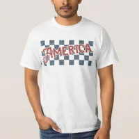 Vintage America Cool Checkered Retro T-Shirt