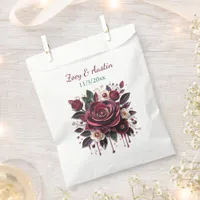 Burgundy Flowers, Foliage and Pearls Personalized Favor Bag