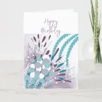 Abstract Floral Happy Birthday Greeting Card