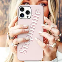 Cute Blush Pink Minimalist Custom Name iPhone 16 Pro Max Case