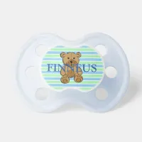 Personalized Blue Teddy Bear  Baby Name Pacifier