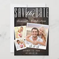 Modern Trendy Script 3 Photo QR CODE Save The Date