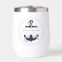 Blue Wave Anchor Wedding V2 Navy ID836 Thermal Wine Tumbler