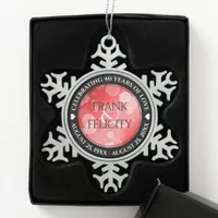 Elegant 40th 80th Ruby Wedding Anniversary Snowflake Pewter Christmas Ornament