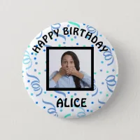 Happy Birthday Photo Confetti Button