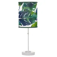 Green and Blue Foliage Philodendron Botanical   Table Lamp
