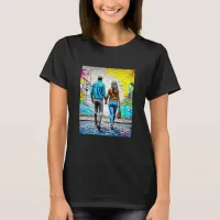 Couple Holding Hands Urban Street Art T-Shirt