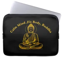 Gold Looking Buddha Statue Radiating Tranquility Laptop Sleeve